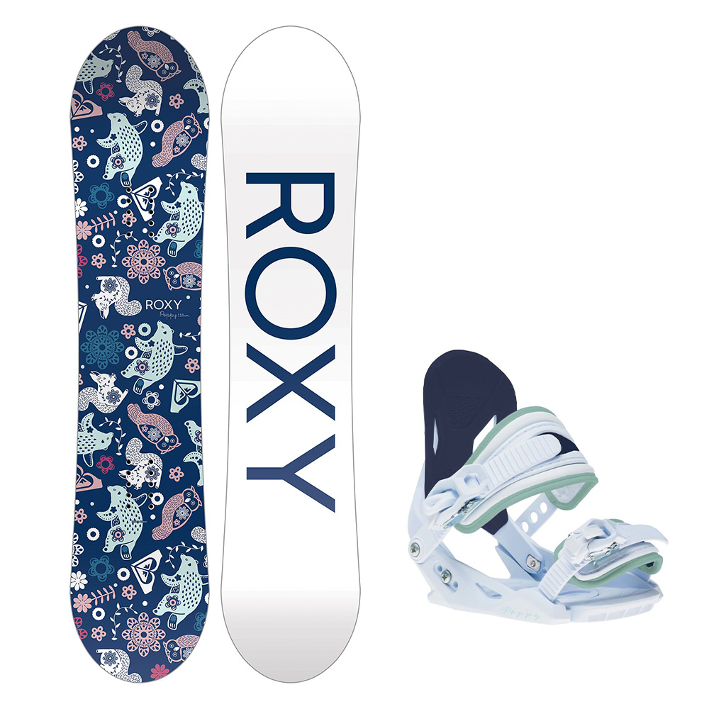 新品　ロキシー　スノーボード　POPPY ＋　ビンディング　128 Roxy Poppy Snowboard & Bindings Package, Medium