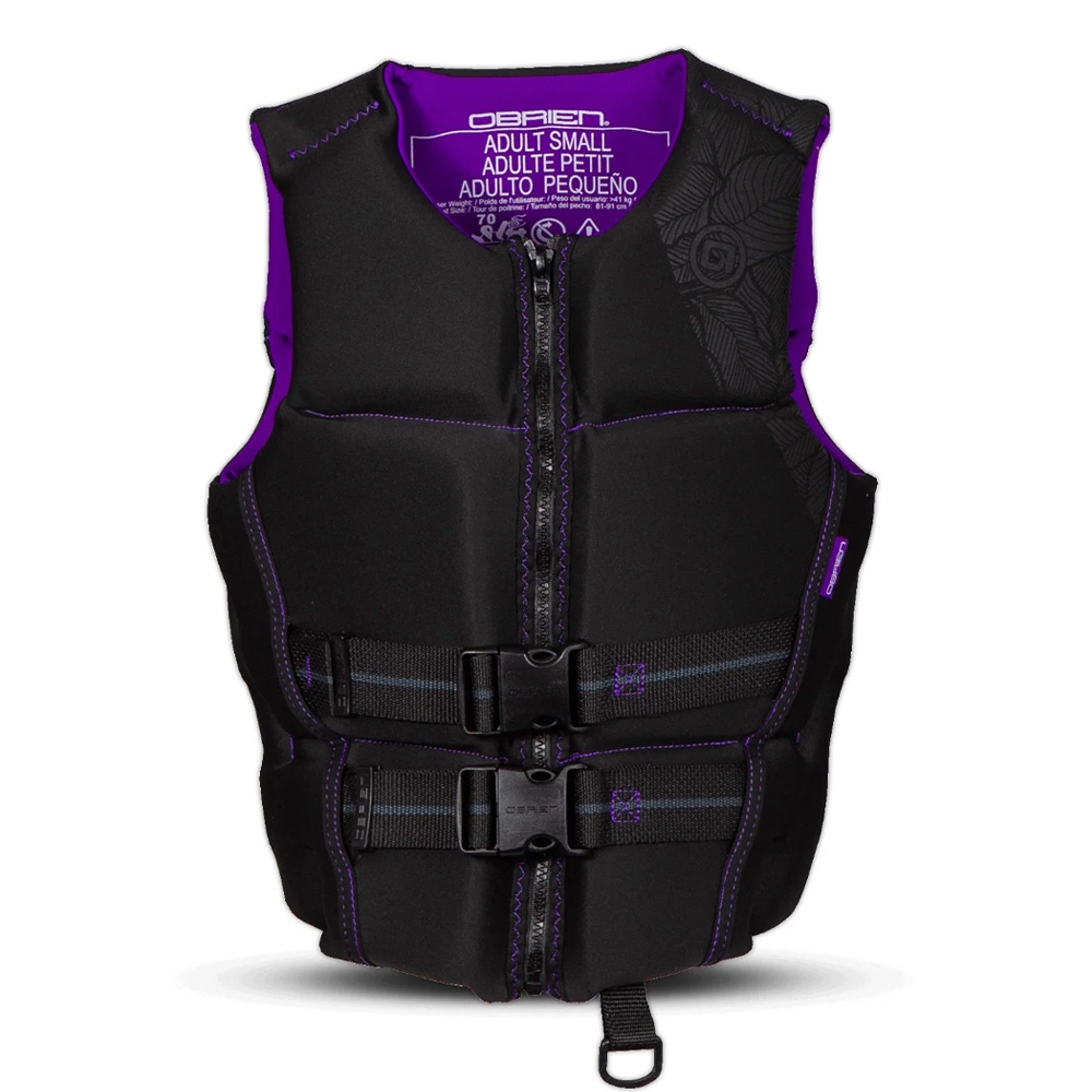 O'Brien Women's Flex V-Back Life Jacket, Floral and Spark Designs Small - Black/Purple | The House