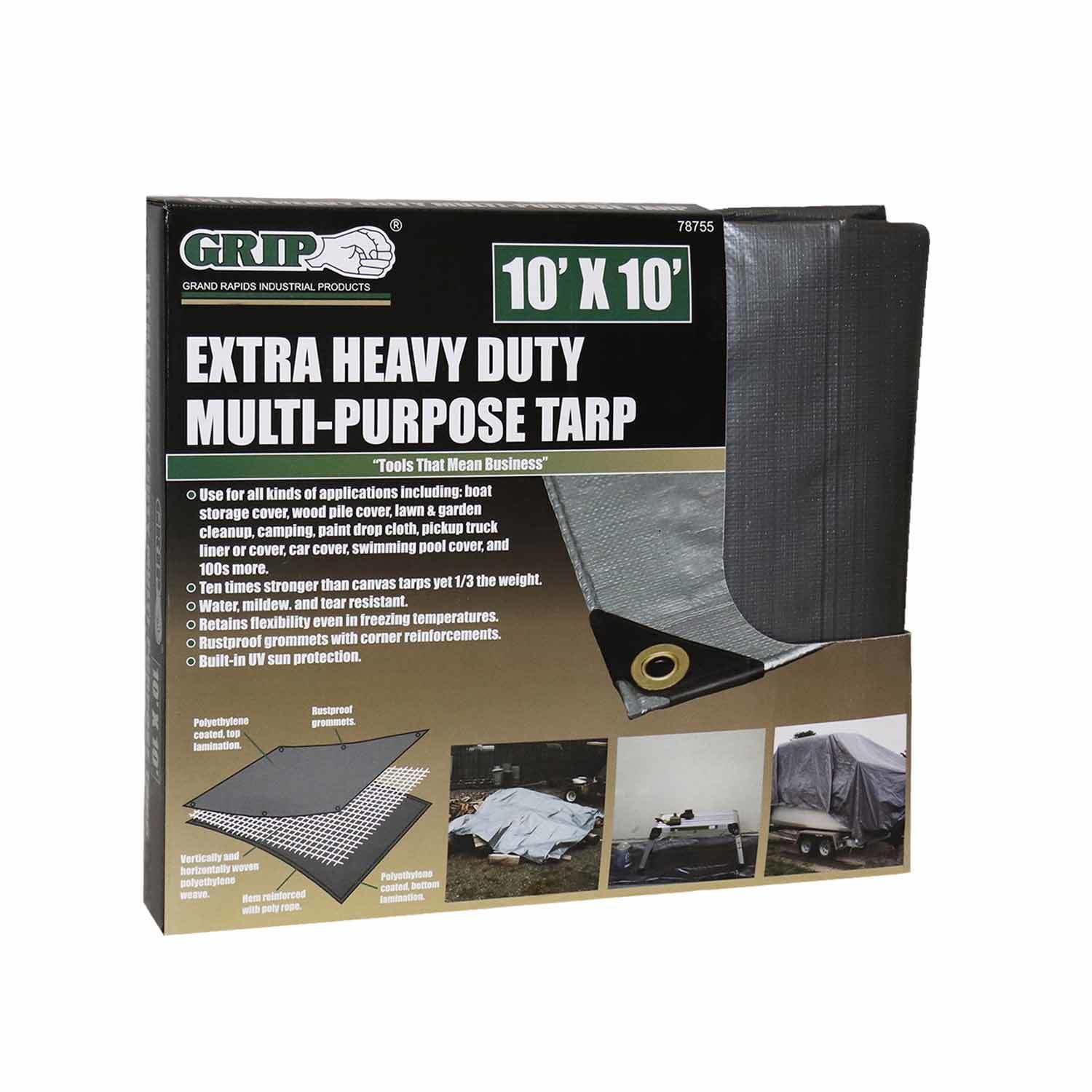 Grip Grip On Tools Heavy Duty Multi-Purpose Tarp, 10' x 10' 10" x 10" | The House - $14.24 at The House