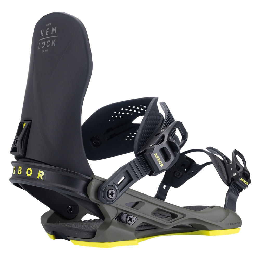 Arbor Hemlock Snowboard Binding Medium - Charcoal/Highlighter | The House