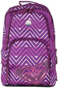 pink, purple, and white Black Berry Chevron pattern Roxy Huntress Backpack
