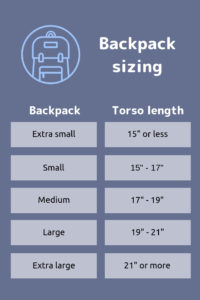 Backpack Size Chart