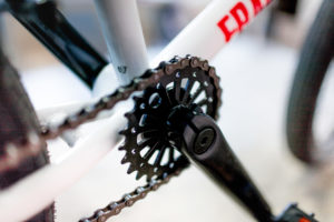 close up of bmx bike sprocket